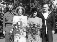 Wedding of Tony & Josephine, August 30th 1941 - Tony Faill (b1908), Josephine (nee Gamba) b1907, Bobbie Gamba b1913, Joe Faill b 1913.